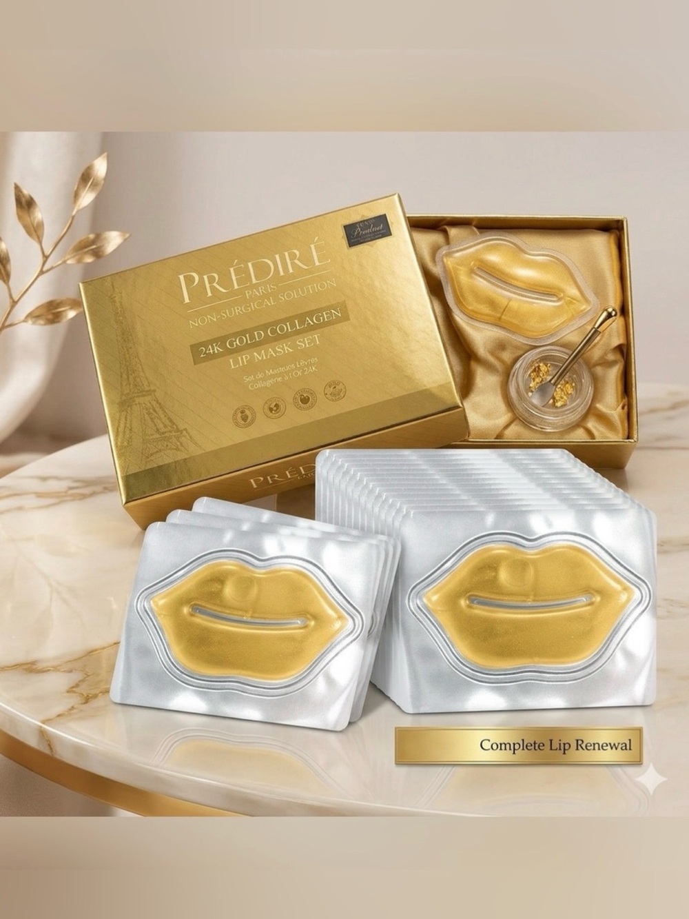 Predire 24k Gold Collagen Boosting 10 Piece Lip Mask Set ~ retail $399